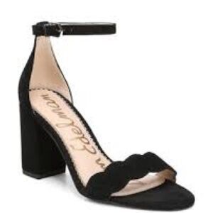 Sam Edleman Odilia Black Suede Scalloped Heels Size 10